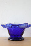 Cobalt Blue Ruffled Edge Footed Bowl