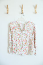 Rose & Rhyme Floral White Long Sleeved Top | L