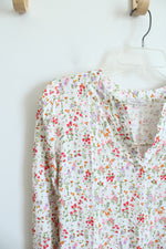 Rose & Rhyme Floral White Long Sleeved Top | L