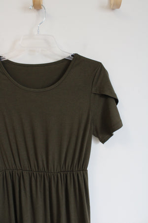 Shein Olive Green Knit Midi Dress | S