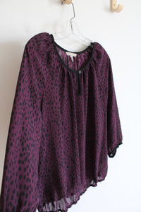 Banana Republic Purple & Black Dotted Long Sleeved Top | M Petite