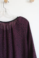 Banana Republic Purple & Black Dotted Long Sleeved Top | M Petite