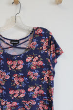 Joe Boxer Blue Pink Floral Cross Strap Neck Knit Dress | XL
