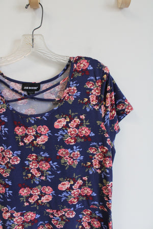 Joe Boxer Blue Pink Floral Cross Strap Neck Knit Dress | XL