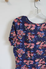 Joe Boxer Blue Pink Floral Cross Strap Neck Knit Dress | XL