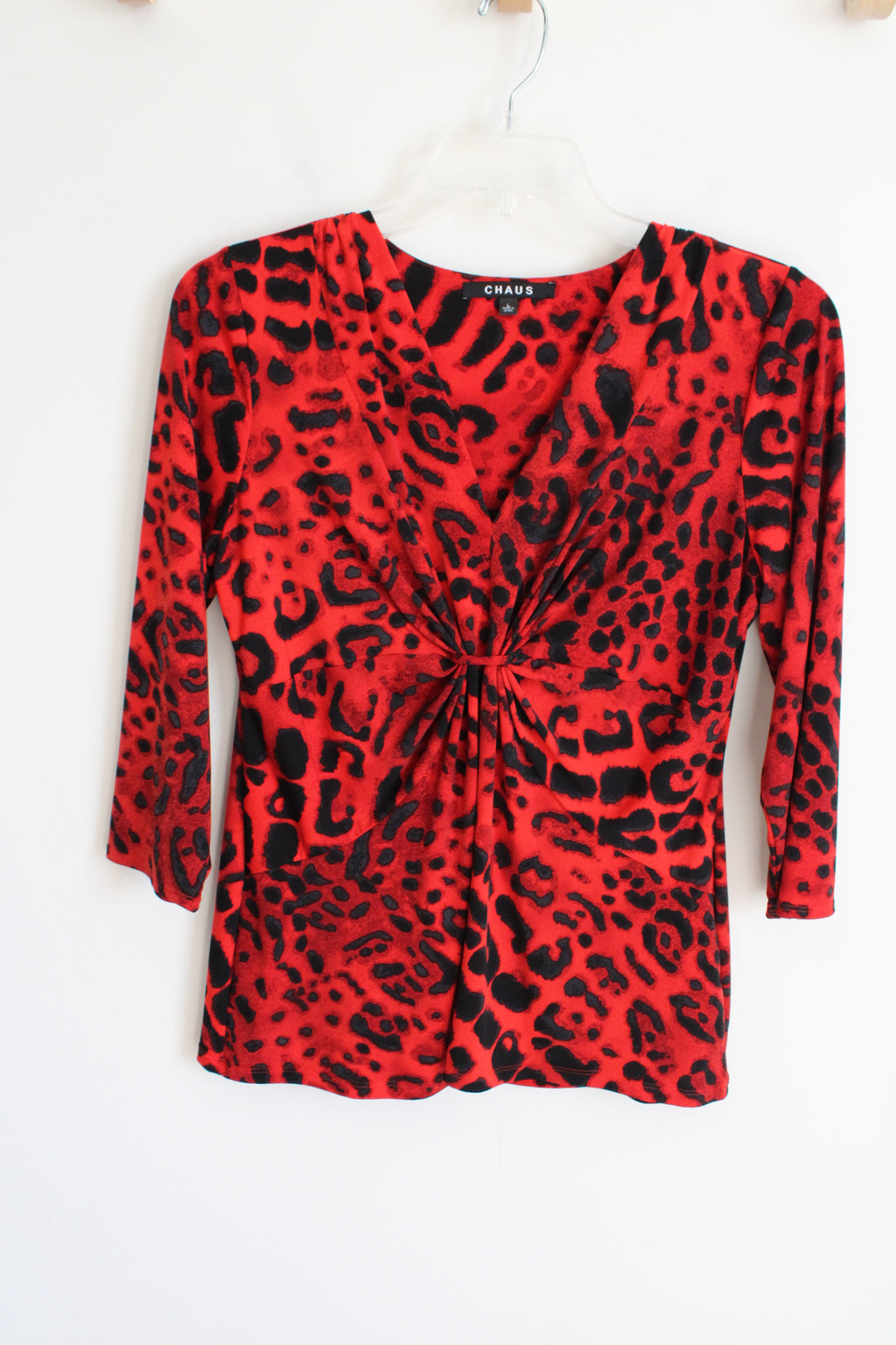 Chaus Red Leopard Print Top | L