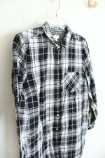 J.Jill Black & White Plaid Button Down Long Sleeved Top | M