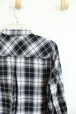 J.Jill Black & White Plaid Button Down Long Sleeved Top | M