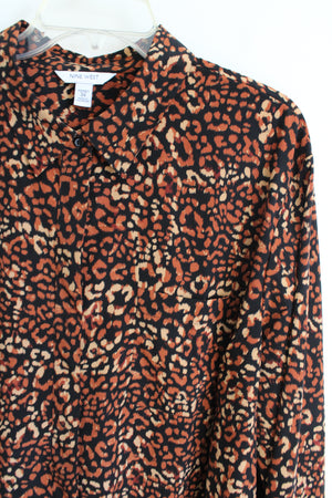 Chaus Brown Leopard Print Button Down Blouse | 3X