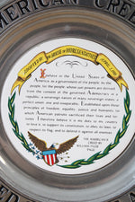 Pewter American Creed Decorative Plate | 11"