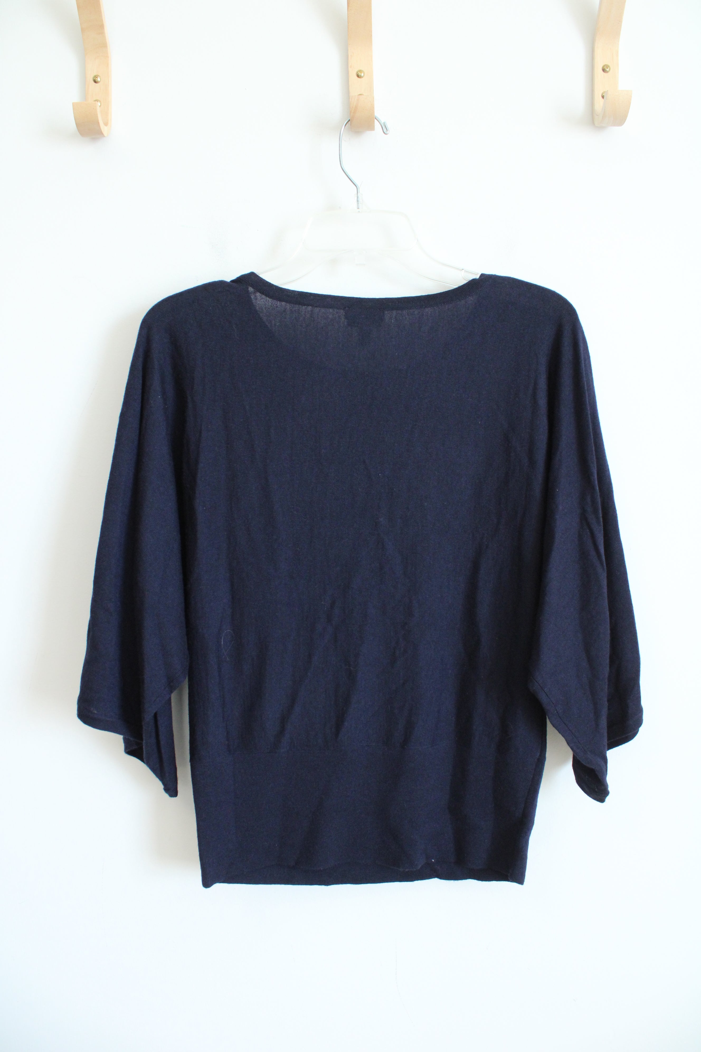 Talbots Navy Wide Sleeve Pure Merino Wool Top | S