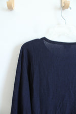 Talbots Navy Wide Sleeve Pure Merino Wool Top | S