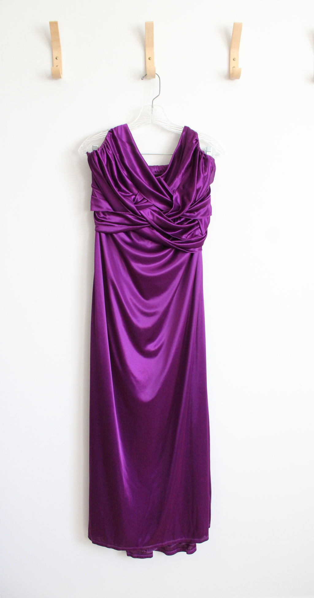 Taboo Purple Satin Halter Neck Maxi Formal Dress | M