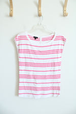 Talbots Pink & White Striped Knit Top | M