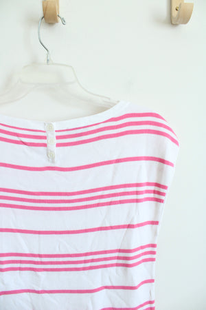 Talbots Pink & White Striped Knit Top | M