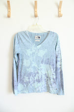The North Face Blue Patterned V-Neck Long Sleeved Top | M