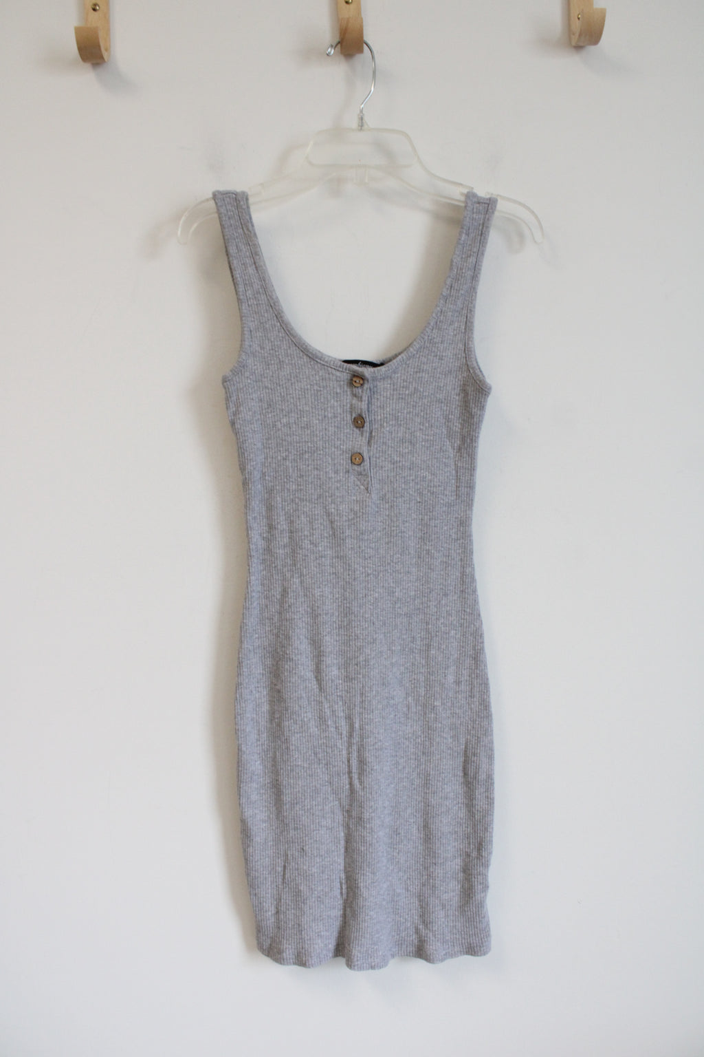 Ambiance Fitted Gray Ribbed Tank Dress | S