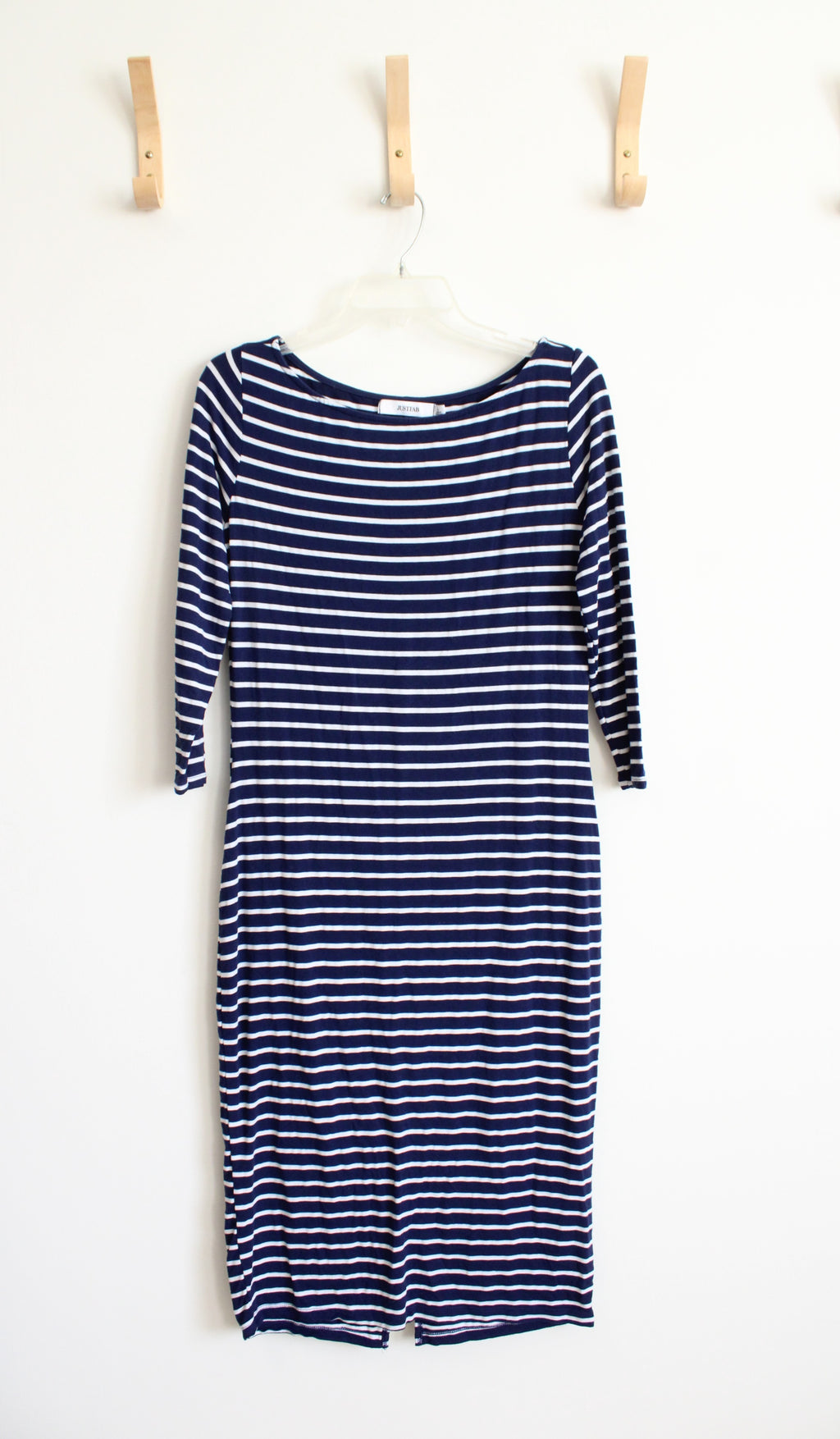 Just Fab Navy & White Striped Knit Dress | L