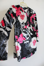 Amy Byer Black Pink Floral Velvet Top | Youth L (14)