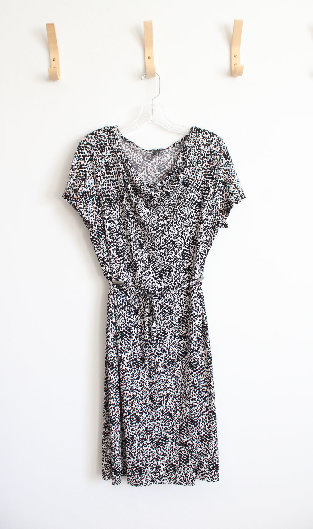 George Black & White Patterned Scoop Neck Dress | L
