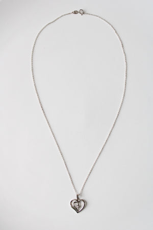 Hollow Heart Diamond Pendant Necklace
