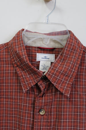 Dockers Orange Plaid Button Down Shirt | L