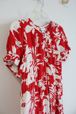 Ava & Viv Red & White Flowy Floral Dress | 1X