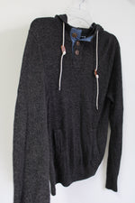 Ocean Current Dark Gray/Black Knit Hoodie Sweater | S