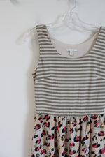 Cato Green Striped & Multi-Colored Leopard Print Maxi Dress | XS