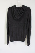 Ocean Current Dark Gray/Black Knit Hoodie Sweater | S