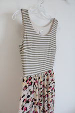 Cato Green Striped & Multi-Colored Leopard Print Maxi Dress | XS