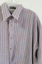 Van Heusen Maroon Navy Tan Plaid Short Sleeved Button Down Shirt | XL