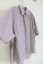Van Heusen Maroon Navy Tan Plaid Short Sleeved Button Down Shirt | XL