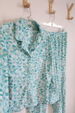 Light Blue Floral Soft Fuzzy Pajama Set | L