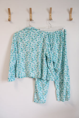 Light Blue Floral Soft Fuzzy Pajama Set | L