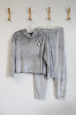 Joyspun Fuzzy Gray Penguin Hoodie & Sweatpant Set | XS