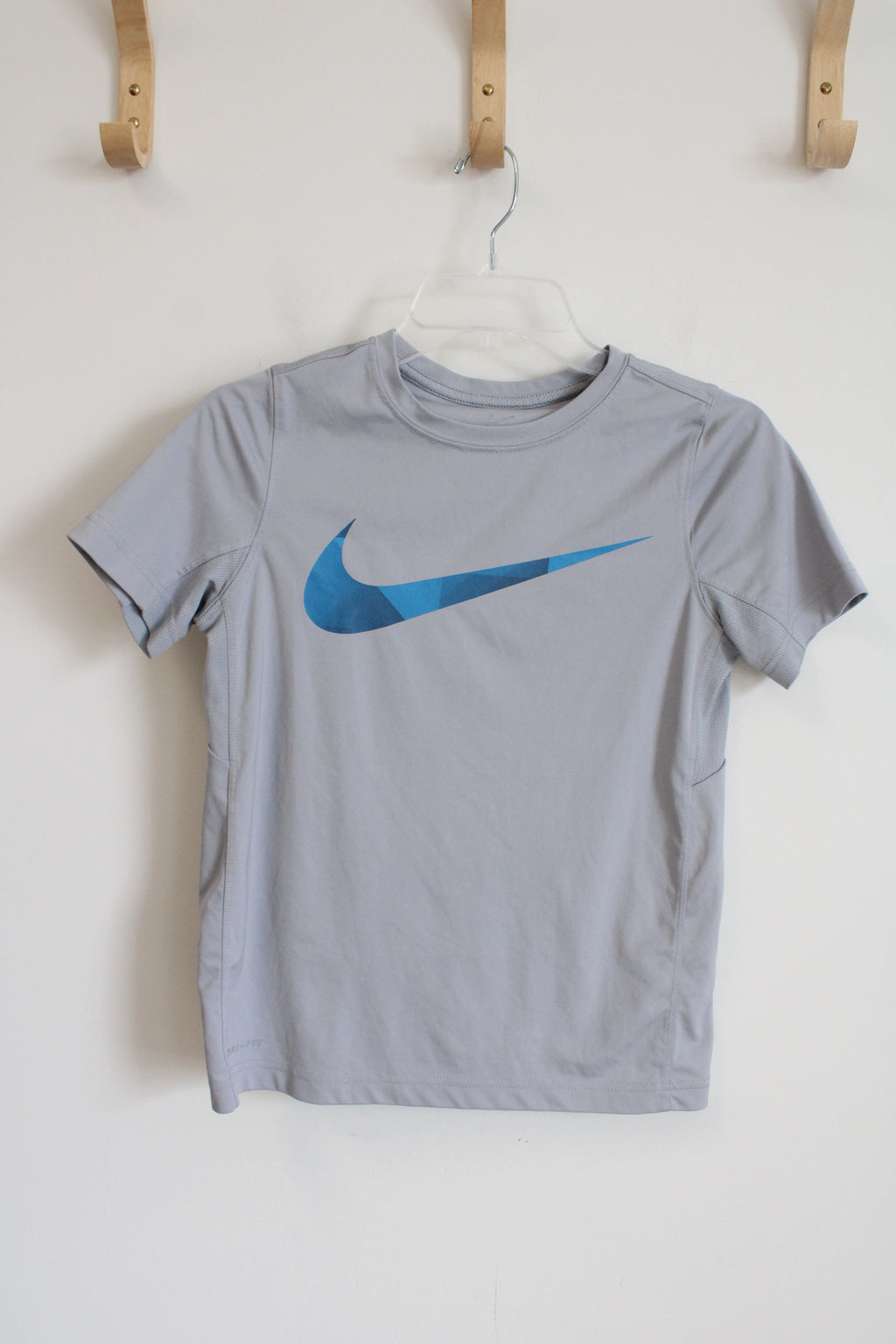 Nike Dri-Fit Gray Blue Logo Shirt | Youth M (10/12)