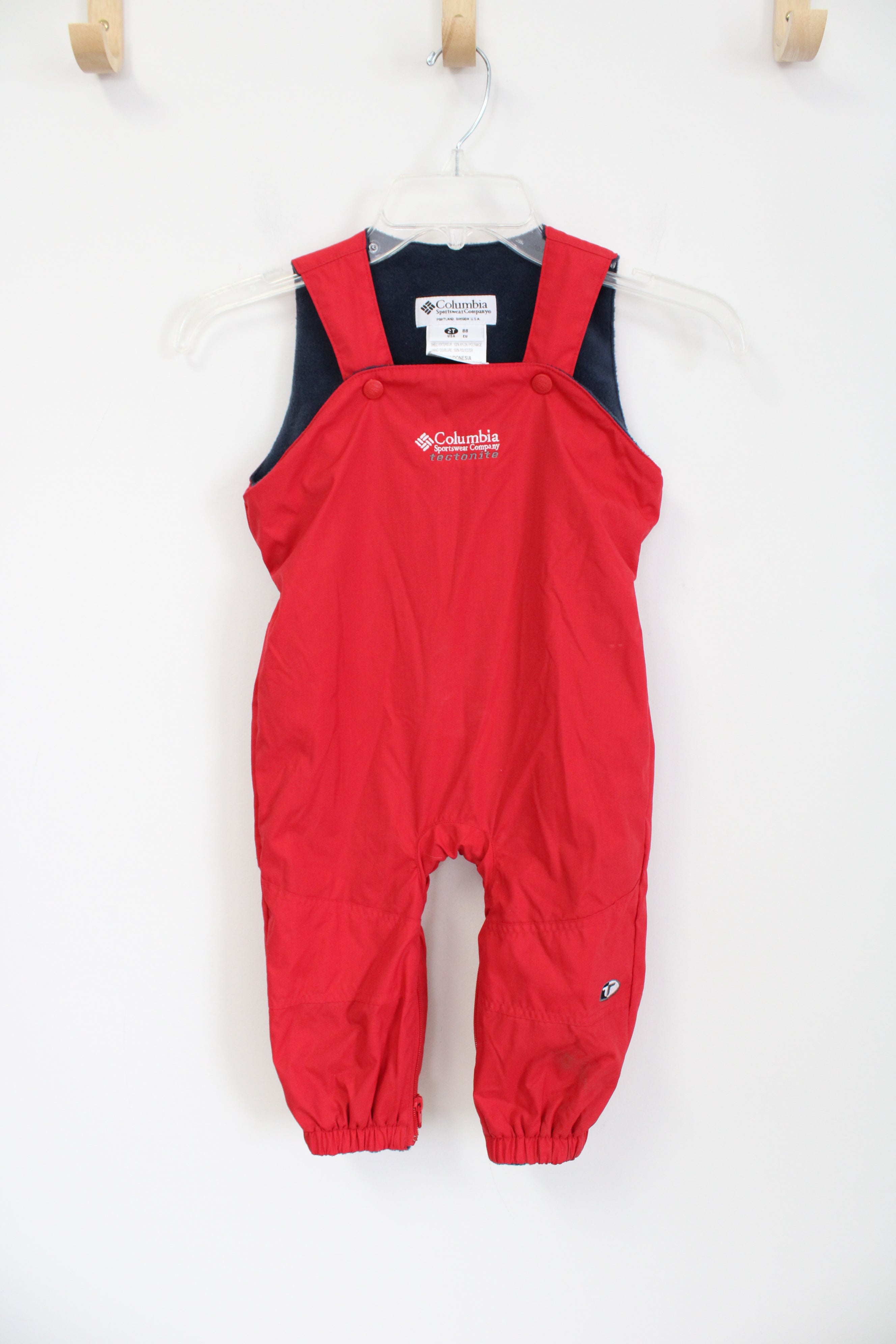 Columbia Red Fleece Lined Snow Bib Suit | 2T