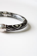 Rosato Zebra Striped Black & White Magnetic Clasp Enamel Bangle Bracelet