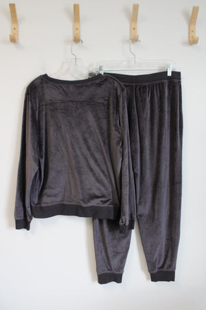 Honeydew Dark Gray Soft Long Sleeved Shirt & Pant Lounge Set | L