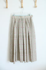 Vintage Geiger Tan Patterned Pleated Skirt | 38/M
