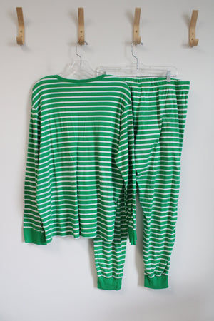 Green & White Striped 2-Piece Cotton Pajama Set | XL