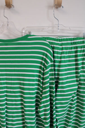 Green & White Striped 2-Piece Cotton Pajama Set | XL