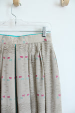 Vintage Geiger Tan Patterned Pleated Skirt | 38/M