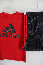 Adidas Red Black Shorts & Tee Set | 6