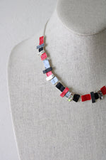 Red & Black Silver Art Deco Style Necklace