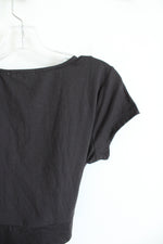 NEW No Comment Black Cropped Tied Waist Top | L