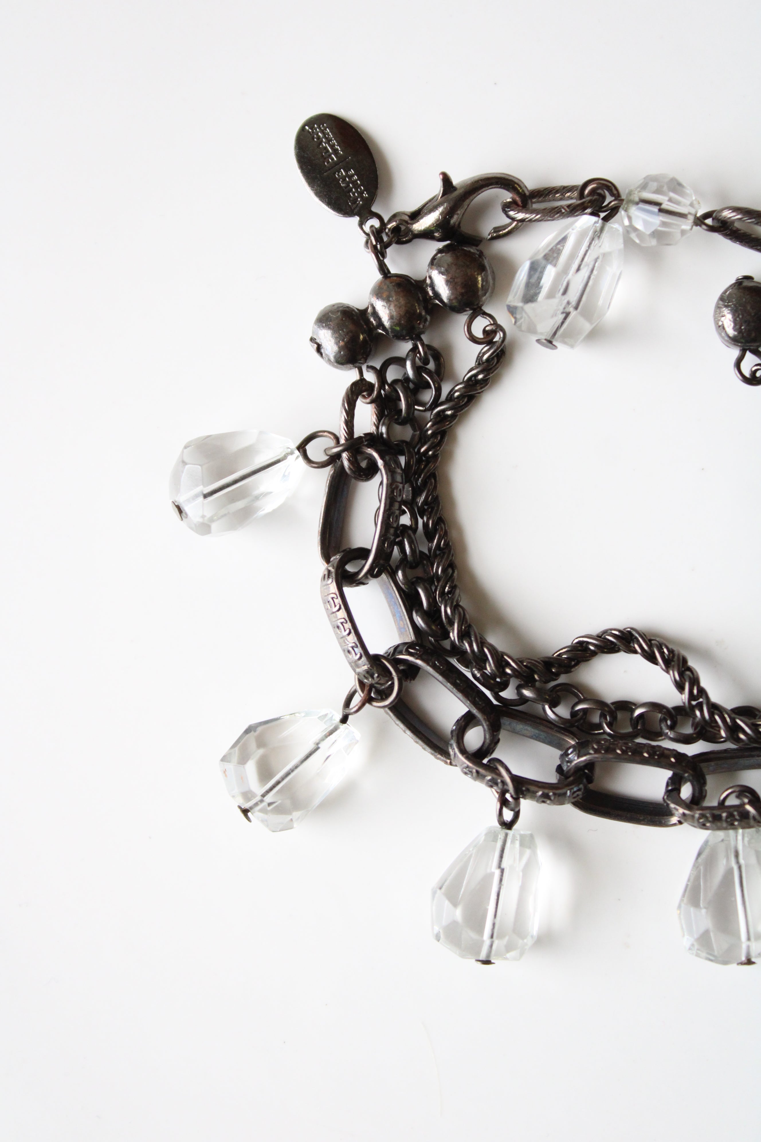 White House Black Market Clear Stone Charm Multi Chain Bracelet