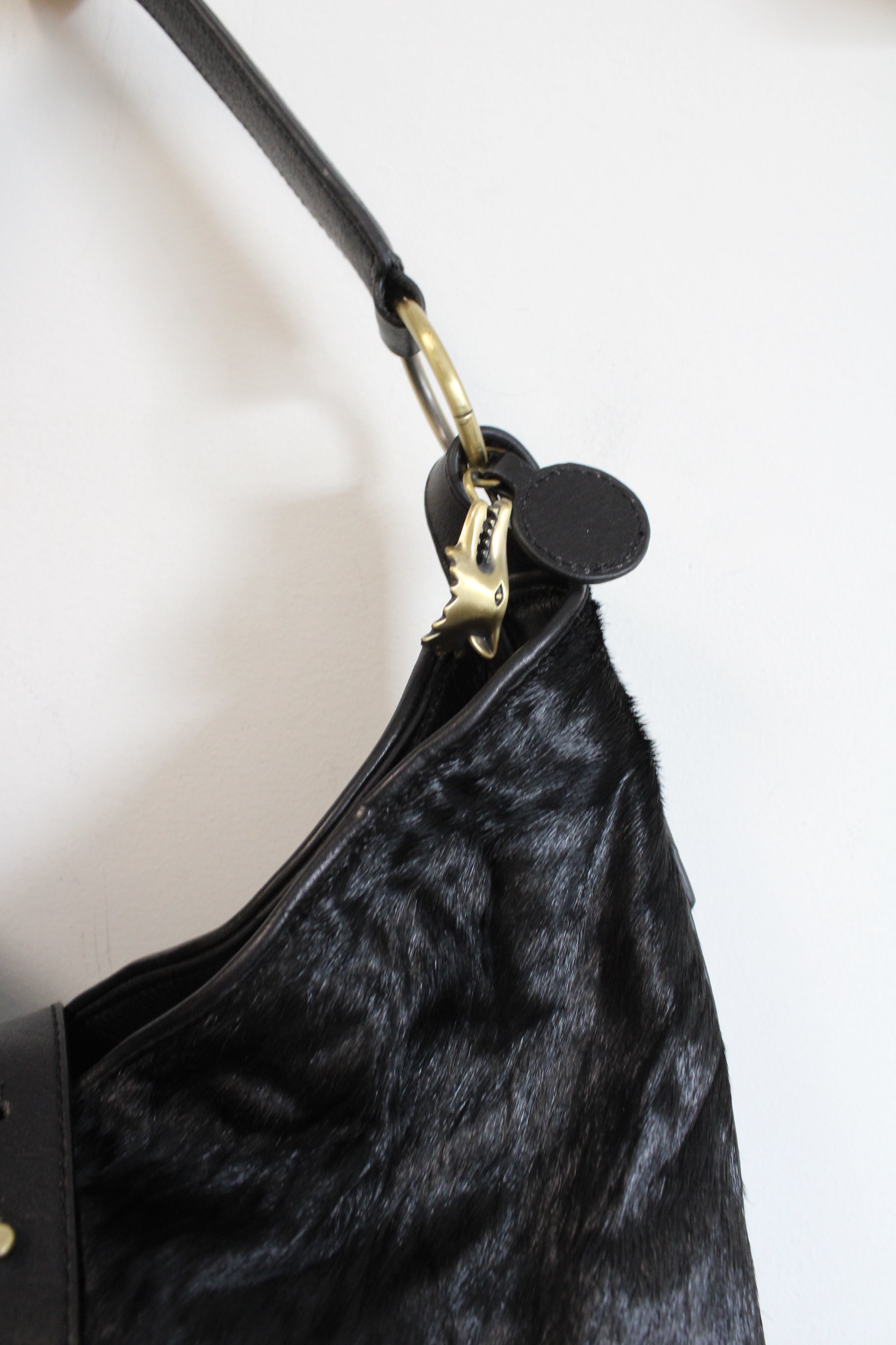 Loulou De La Falaise Black Calf Hair Leather Purse