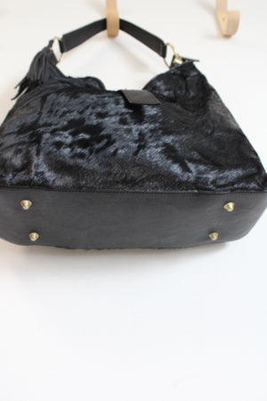 Loulou De La Falaise Black Calf Hair Leather Purse